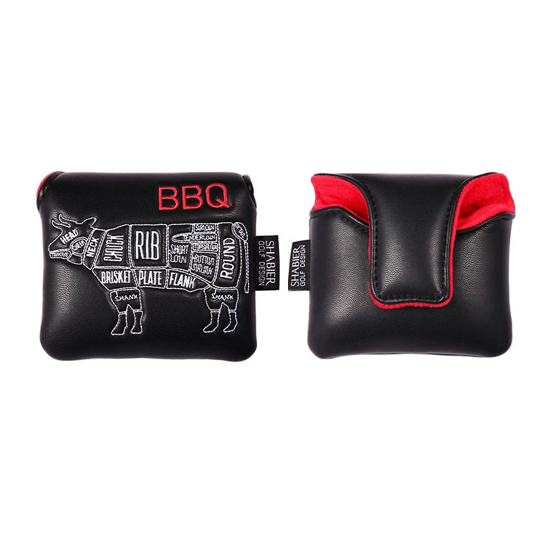 Black PU Leather Magnetic Closure BBQ Design Golf Mallet Putter Headcover Covers
