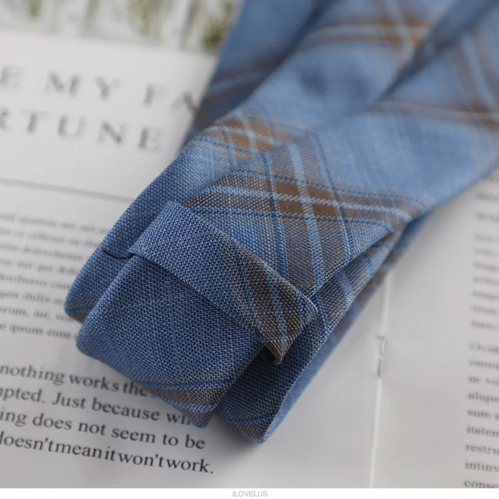6Cm College Style Tie Ins Style Japanese Checkered Tie Jk Uniform Cotton Neckie Student Hand Tie