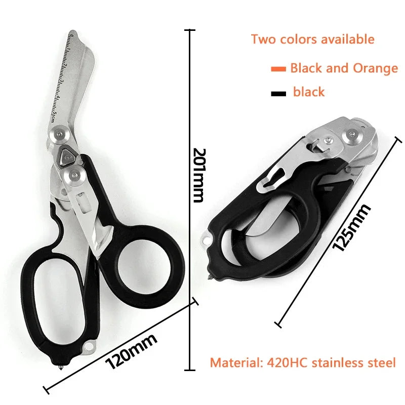 6 In1 Multifunction Medical Emergency Response Raptors Shears Foldable Scissors Pliers Tactical Outdoor Survival Tool Equipmen
