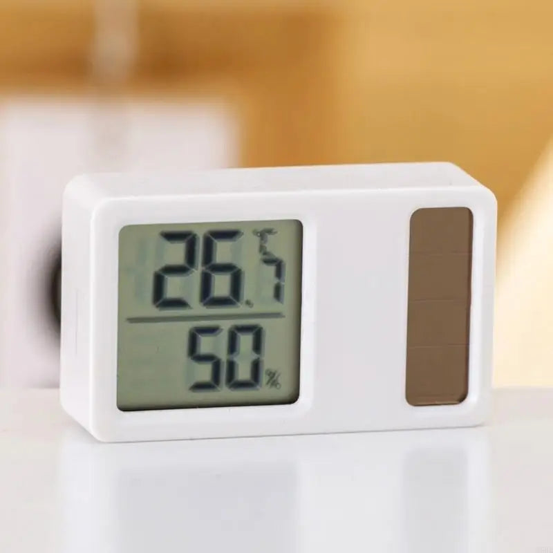E56E Thermometers Hygrometer Solar Powered Desktop Temperature Humidity Meter Gauge