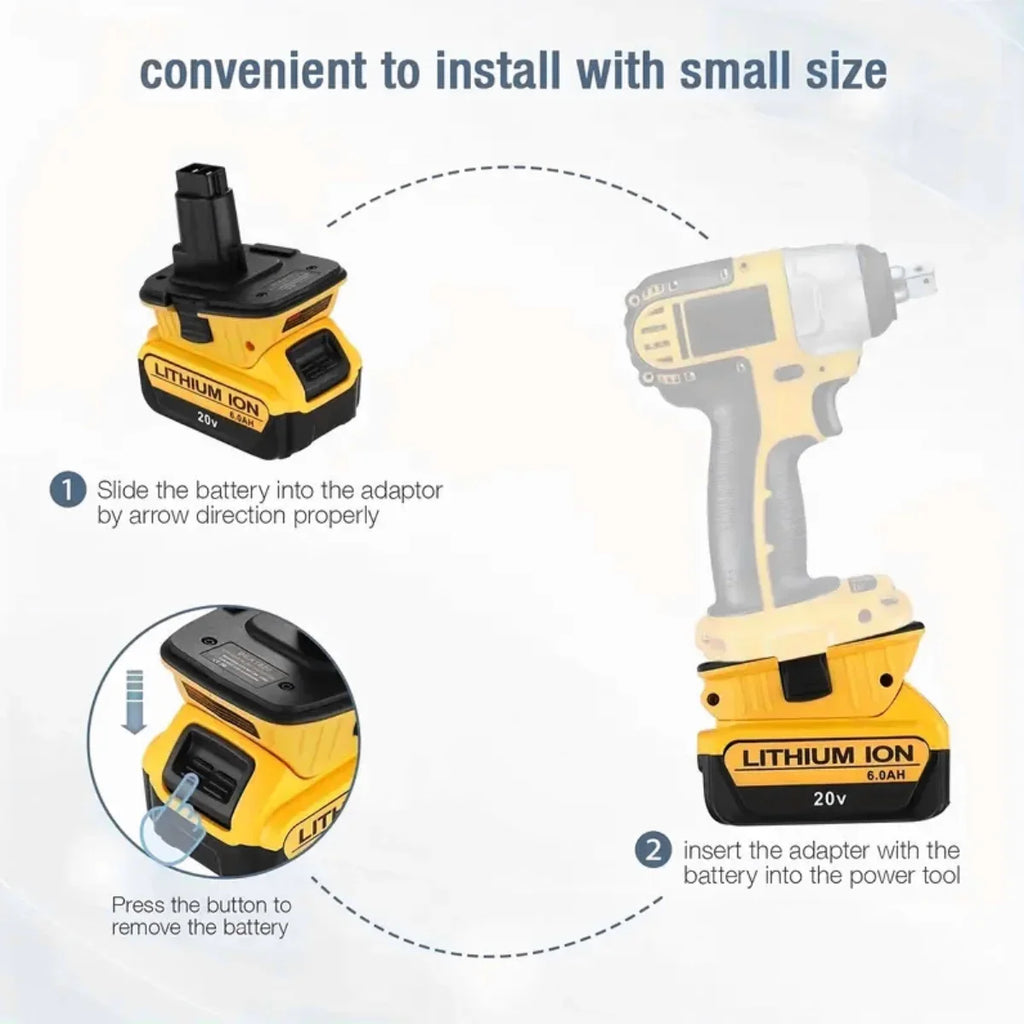 New Electric Drill Tool Lithium Battery Adapter for Dewalt DCA1820 18V/20V Multi-functional Nimh Battery Power Converter