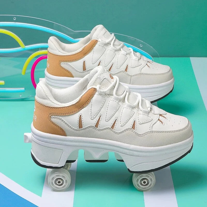 New Deformation Parkour Shoes 4 Roller Skating Shoes Kids Adults Unisex Sneakers Street Urban Fitness FSK Quad Skating Shoes