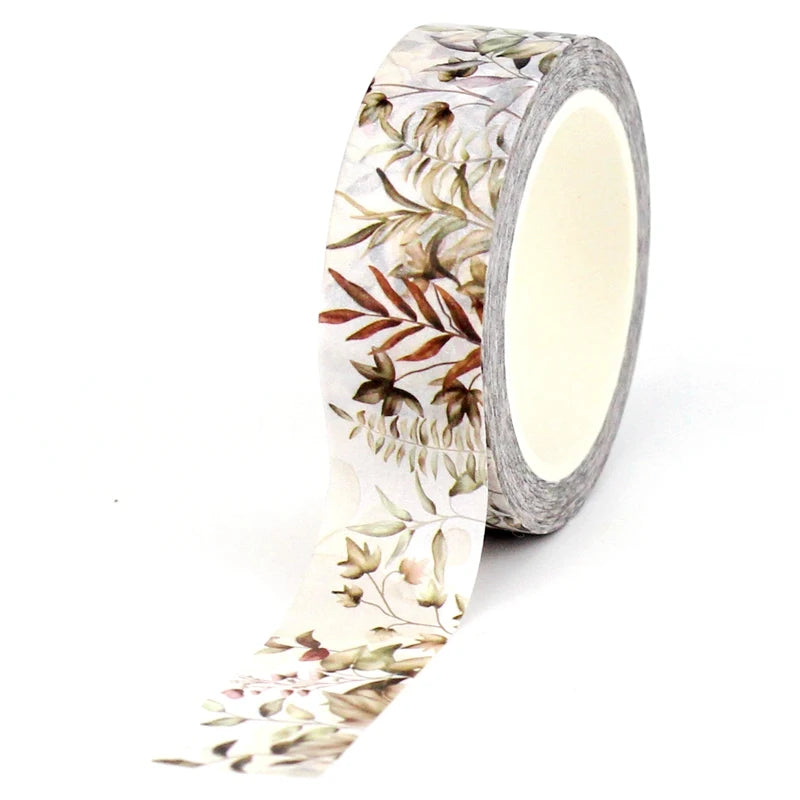 2023 NEW 1PC 10M Decor More Neutral Leaves Grid Washi Tape Set for Scrapbooking Journaling Adhesive Masking Tape Cute Stationery