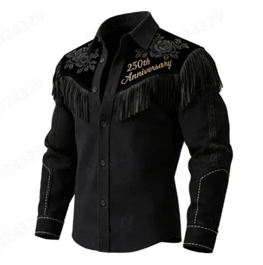 2026 Autumn Winter Men's Fur Fringed Jacket Coat Vintage Ethnic Trendy Button Open Lining Casual  Streetwear