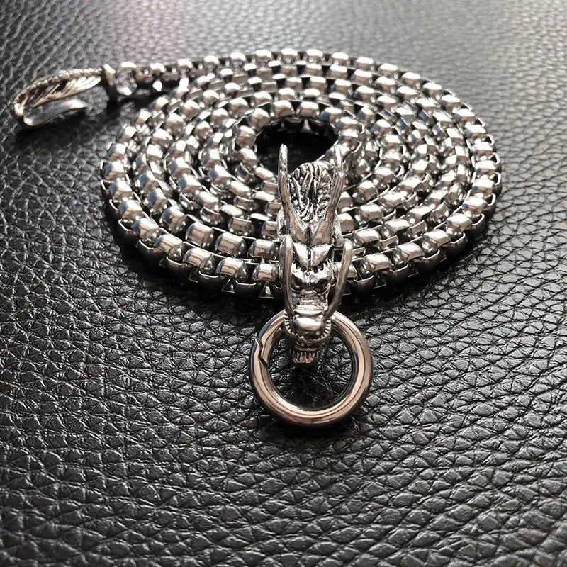 Dragon Head Pendants Bracelets EDC Self Defense Whip Titanium Steel Necklace Fashion Chain Waist Boy Gadgets For Men Cool Gifts