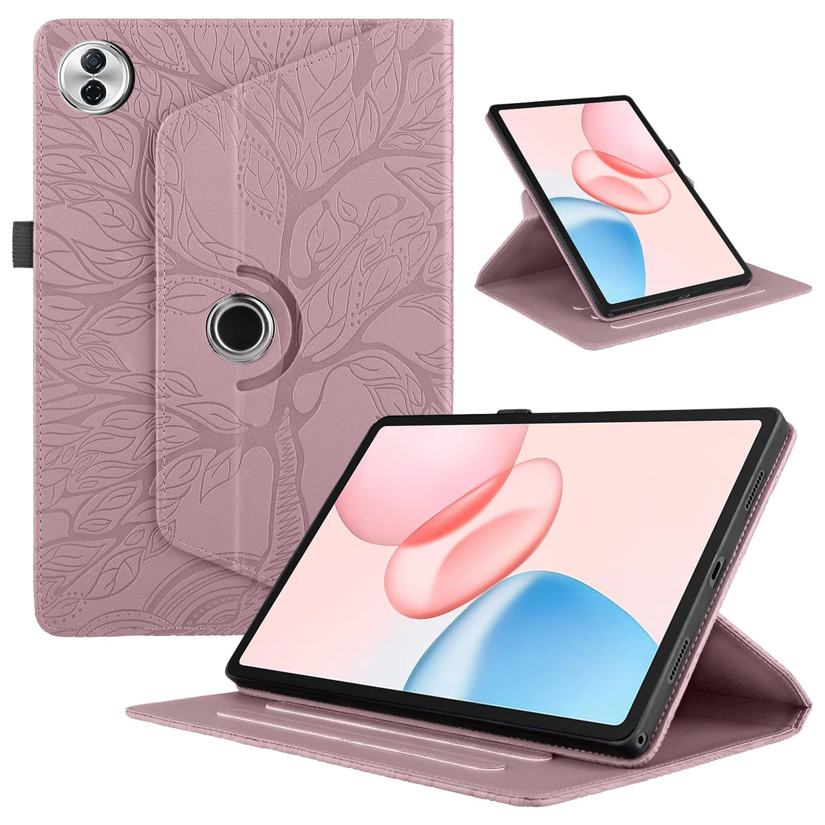 360 Rotating Embossed Life Tree Leather Wallet Case For Honor Pad 10 2025 12.1 X9A X9 Pro X8 V9 11.5 inch Card Holder Flip Cover