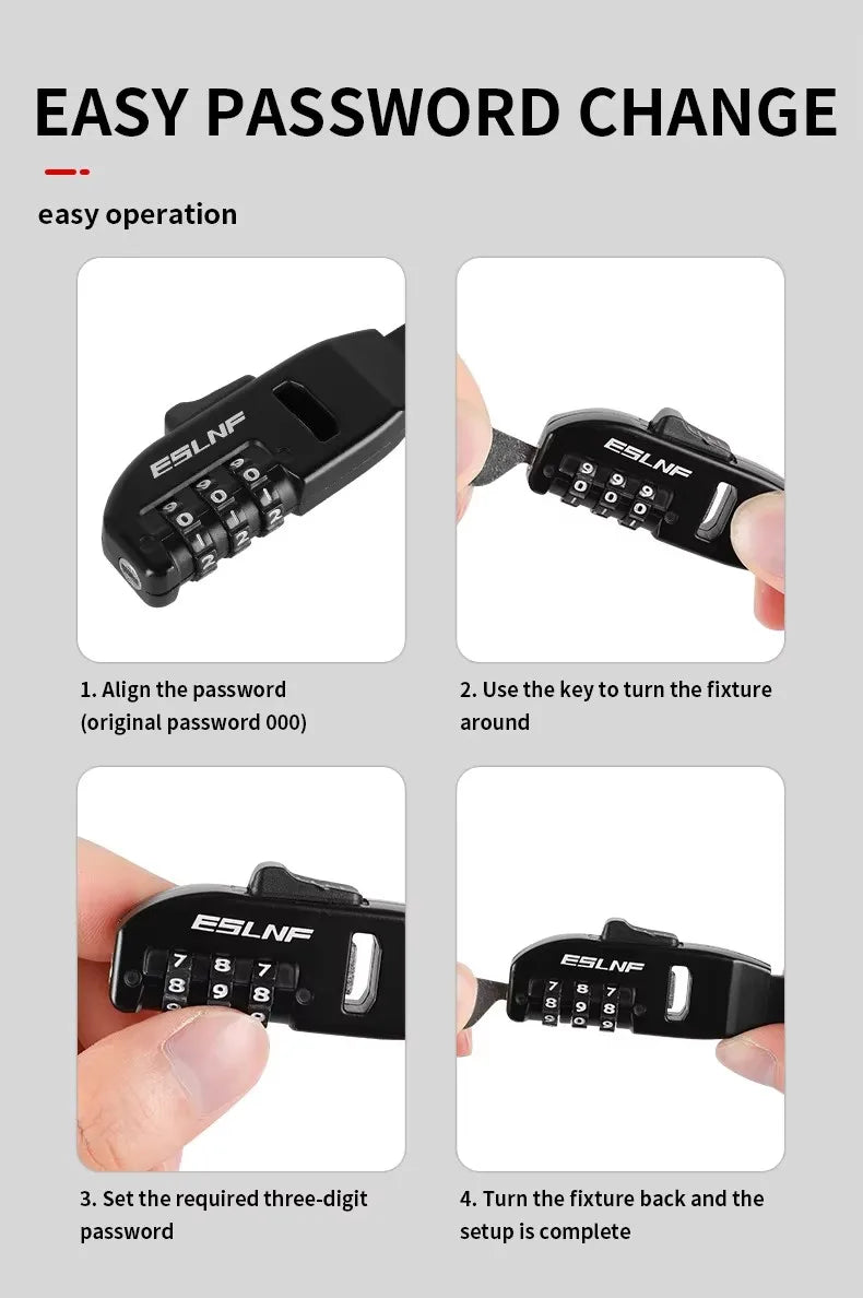 Bicycle Cable Tie Lock Anti-Theft Lock Road Bike Mountain Bike Bicycle Combination Lock Electric Bike Bicycle Helmet Combination