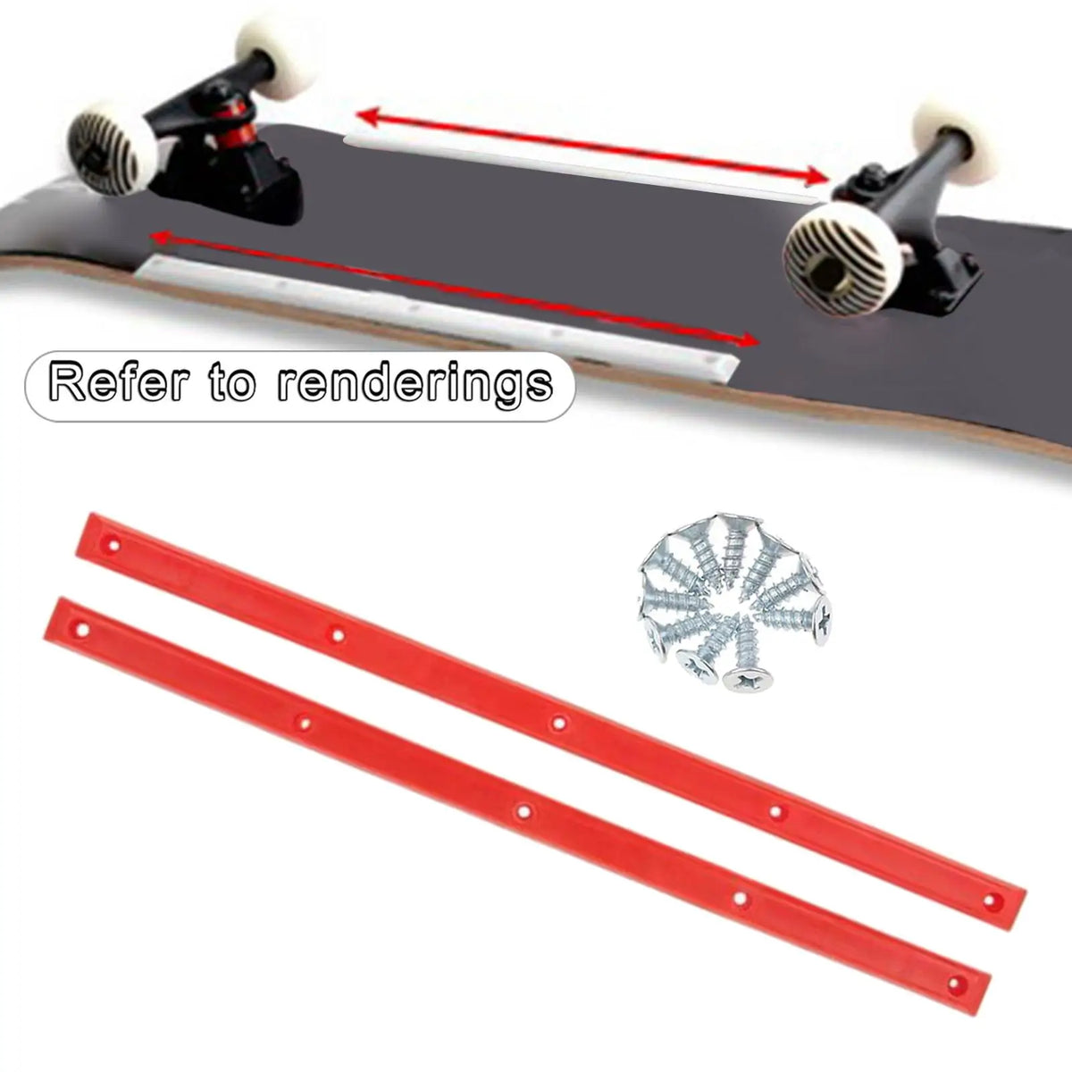 1 Pair Longboard Skateboard Rails with Mounting Screws Set Accessories Reduce Friction