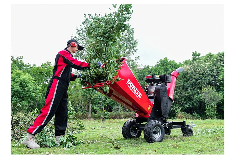 Customized 15HP Wood Chipper Electric 4-wheel Branch Crusher, Wood Processor, Professional Tree Shredder,Forestry Machinery