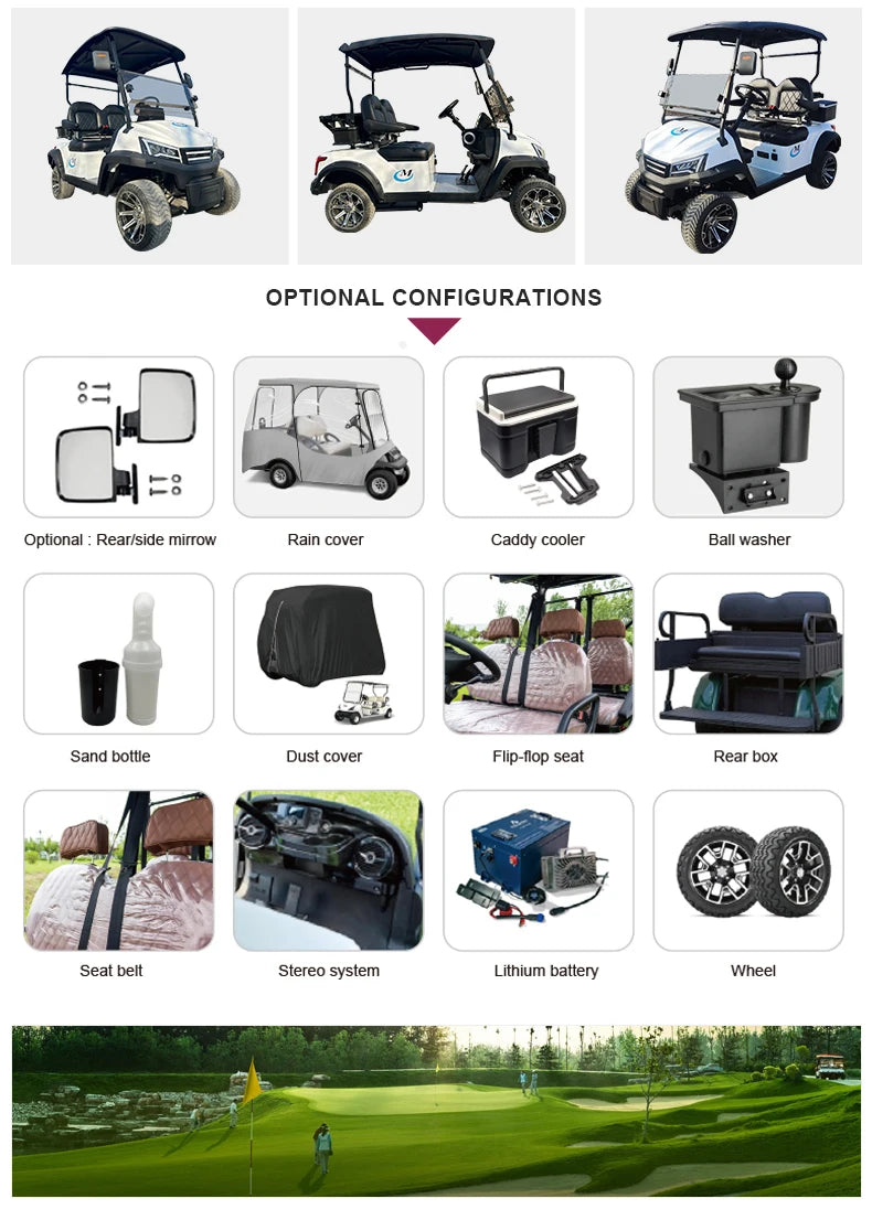 Golf Car Electric Power Buggy Vehicles 2 4 6 Passenger Golf Cart Accept Customize