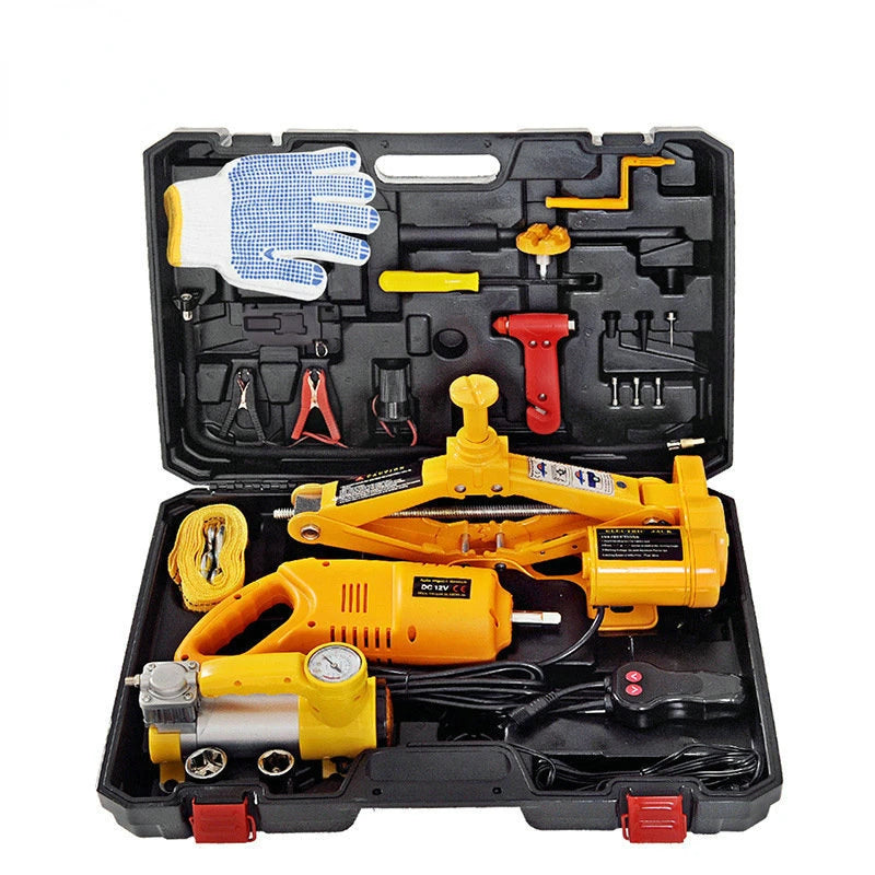 3 Ton Electric Car Jack Kit Lifting Set 12V 3 in 1 Scissors Car Jacks with Impact Wrench and Pump Auto Lift Repair Tools