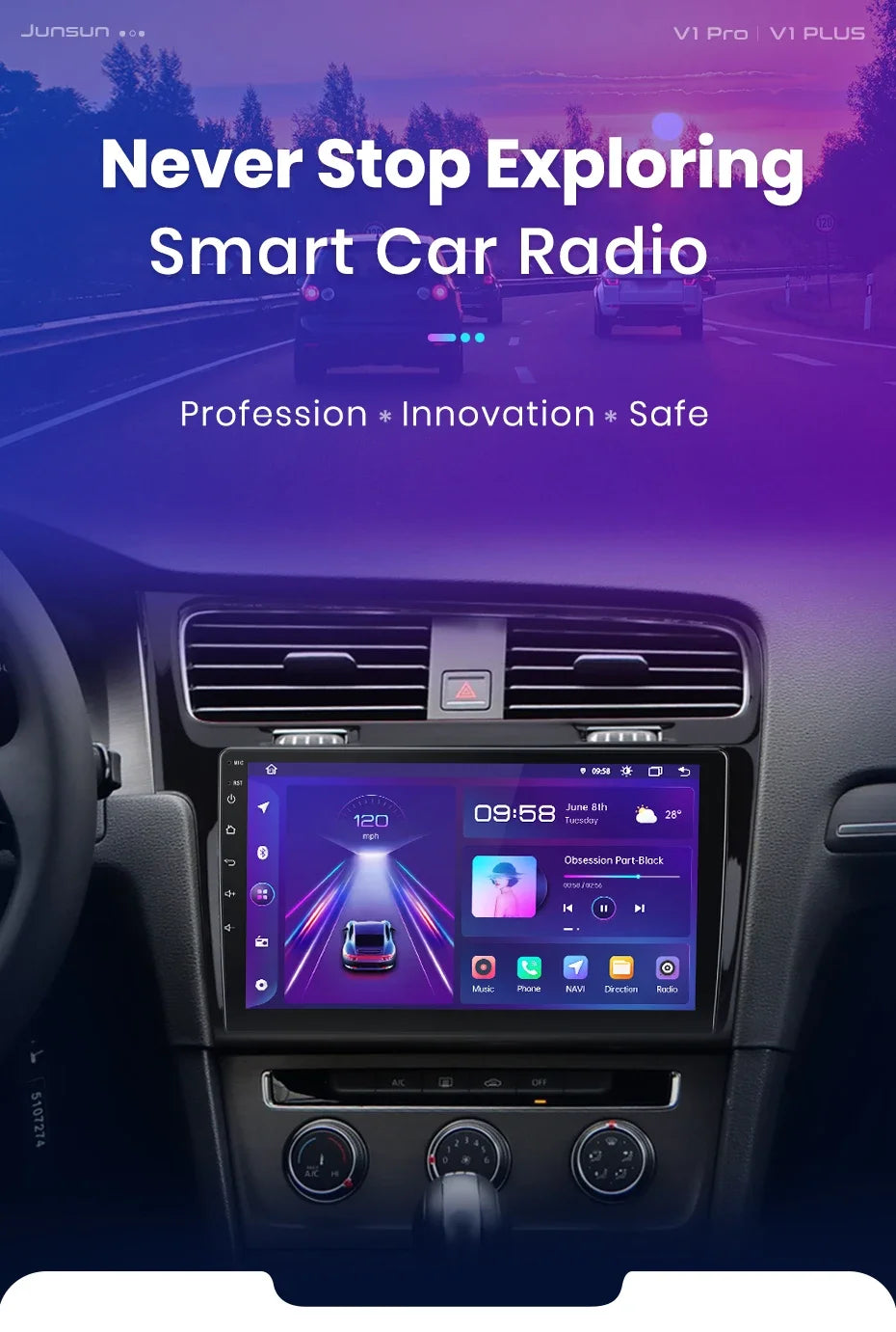 Junsun AI 4G LTE Wireless CarPlay Android Auto Car Radio For VW Volkswagen Golf 7 2013 2014 2015-2017 GPS Navi BT DSP RDS FM