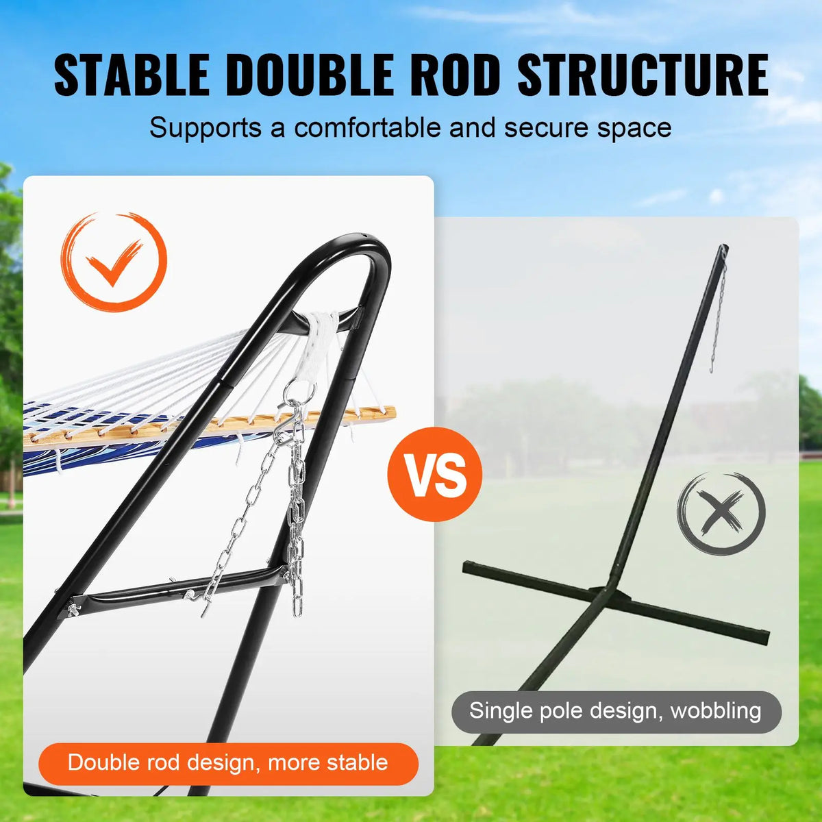 Universal Heavy-Duty 550 Lbs Capacity Hammock Stand Adjustable 2-Person Stand for 7.5-13.5 ft Hammocks Portable Outdoor