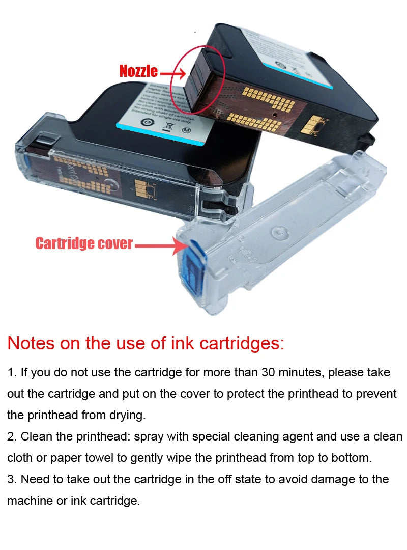 12.7mm TIJ 2.5 Hand Printer Ink Cartridge For 45SI 2588M JS10M JS12M 2588+M 2790K+ 2588K+ Solvent Ink Cartridge No Encryption