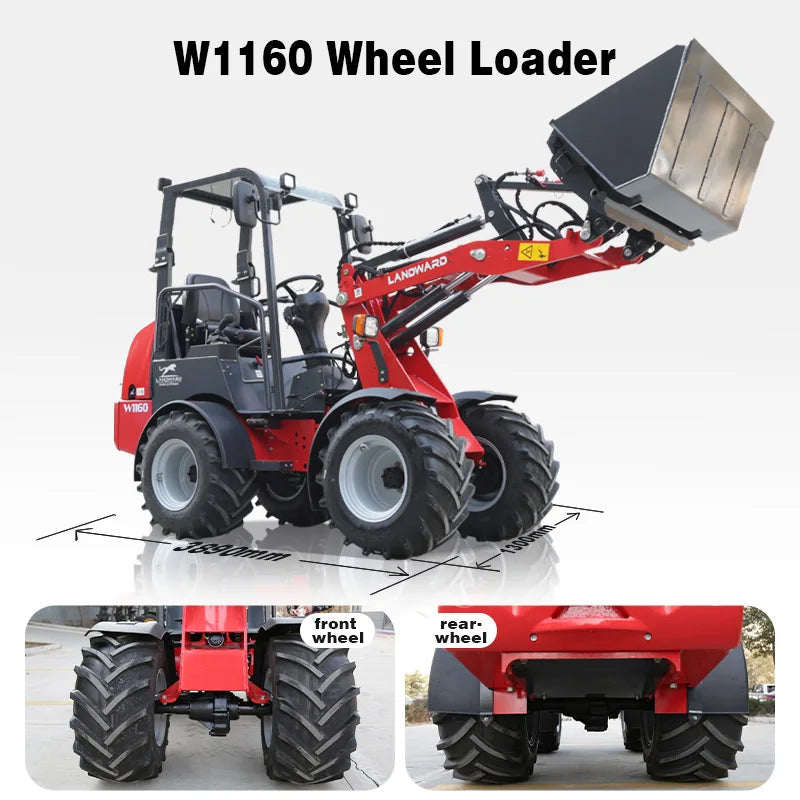 Diesel Loader W1160 Customized Mini Loader Euro 5 DIESEL Engine Agriculture EPA 4WD Front End Loader 2.4 Tons LANDWARD Factory