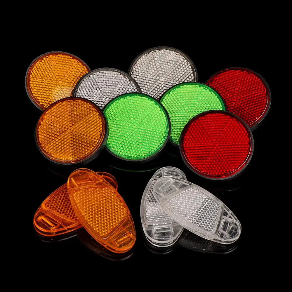 2Pcs High Quality Bike Spoke Reflector Oval&Round Plastic Flashing Night Reflectors Safety Warning Light Wheel Rim Reflective