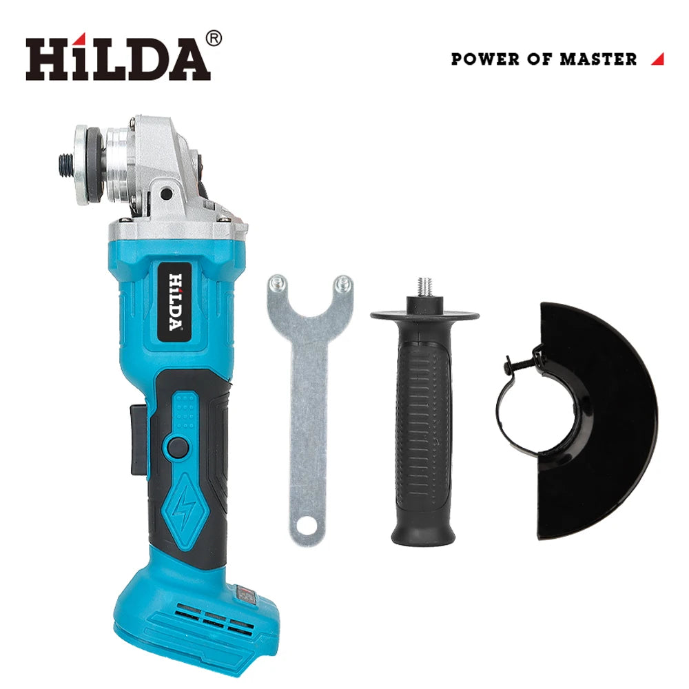 HILDA 21V Handheld Brushless Angle Grinder Cutting Rechargeable Electric Power Tool Polishing Machine Grinder for Makita Battery