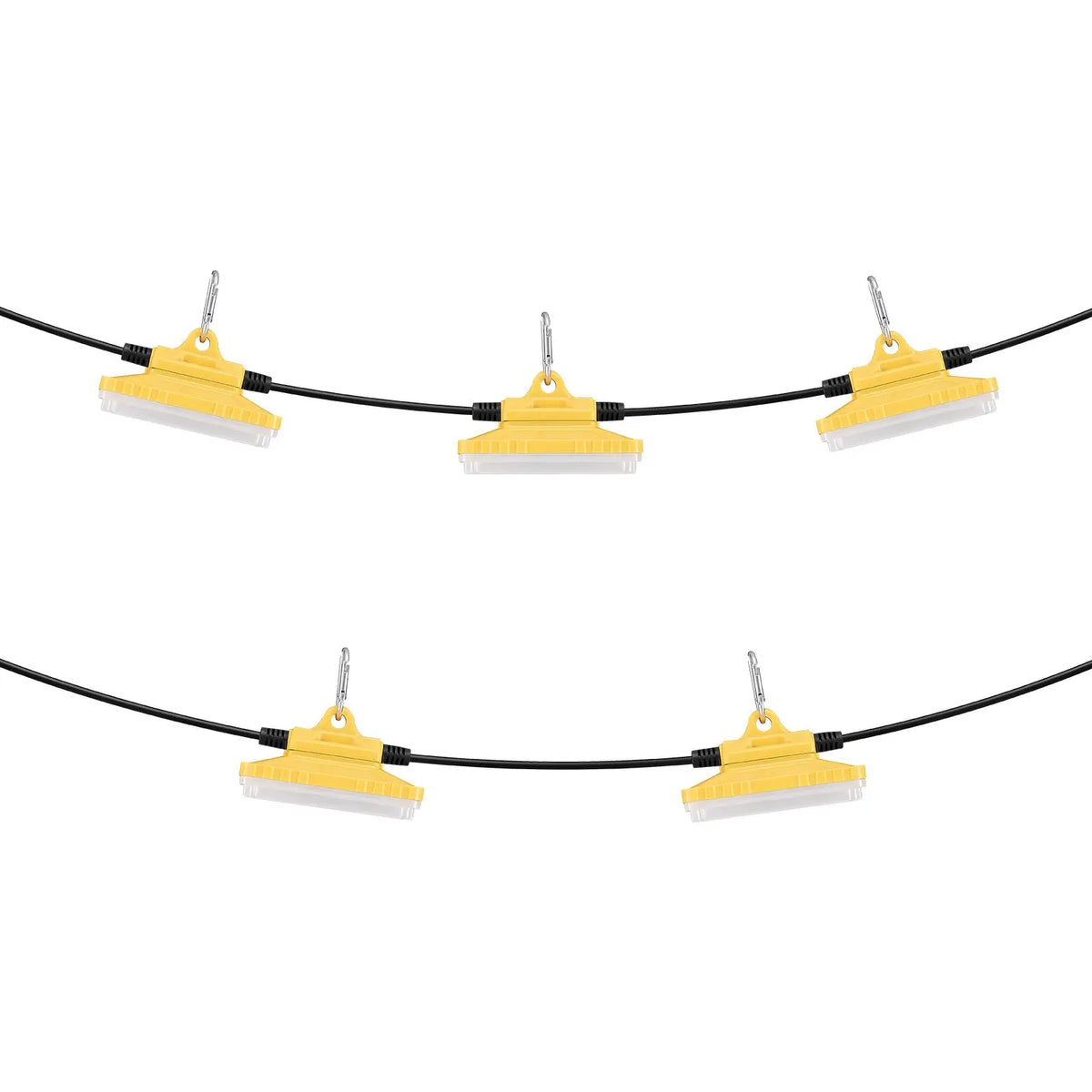 50FT Construction String Lights 75W 7500LM 5PCs Work Light 5000 5500K IP65 Waterproof Hanging Hooks ETL Certified UK Charger AC