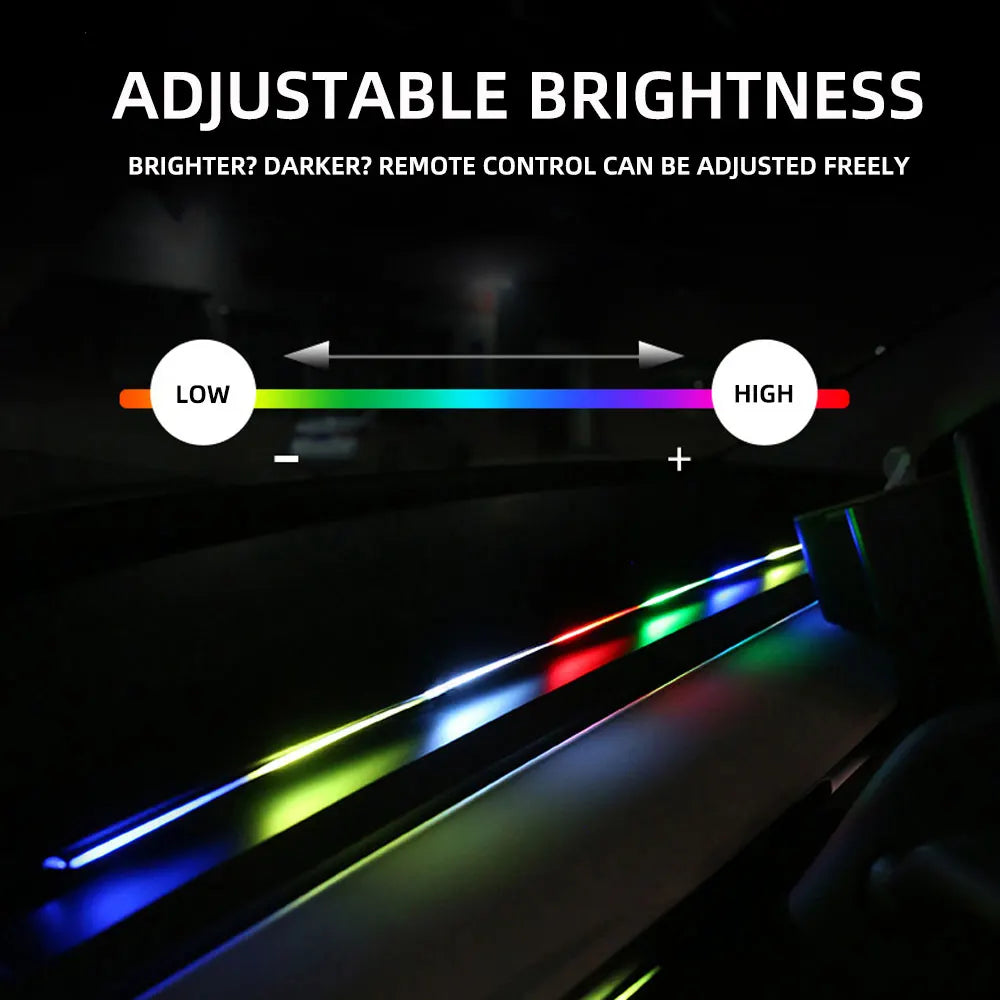 Full Colors USB Car LED Ambient Light Acrylic Strips Dashboard Lights RGB Car Interior Hidden App Remote Control Atmosphere Lamp