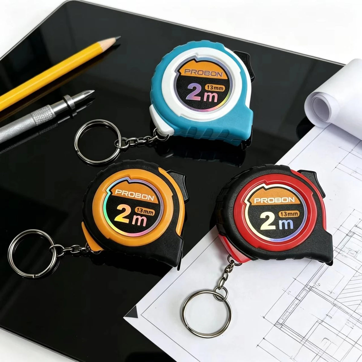 Portable Mini Tape Measure 2m Retractable Steel Key Chain Small Household Measuring Tools