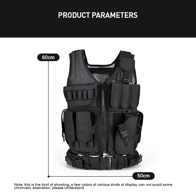 Adjustable Molle Tactical Vest Combat Body Armor Vests Security Guard Hunting Army Outdoor CS War Game Airsoft Training Jacket
