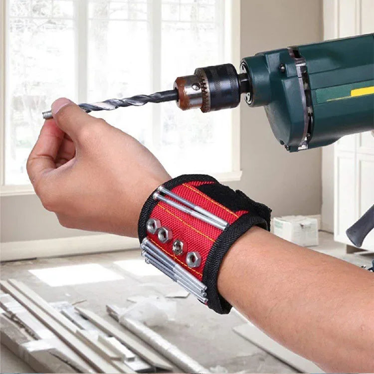 Five Rows of Ten Magnets Magnetic Wristband for Holding Screws,Nails,Drilling Bits,Wrist Tool Holder Belts with Strong Magnets
