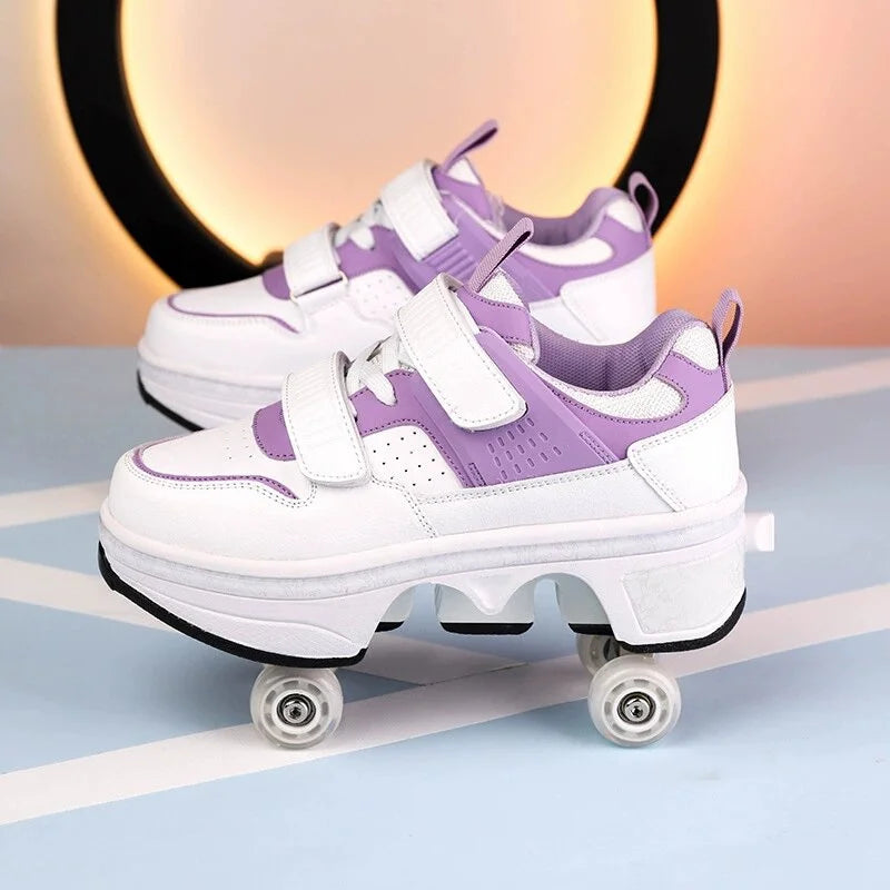 New Deformation Parkour Shoes 4 Roller Skating Shoes Kids Adults Unisex Sneakers Street Urban Fitness FSK Quad Skating Shoes