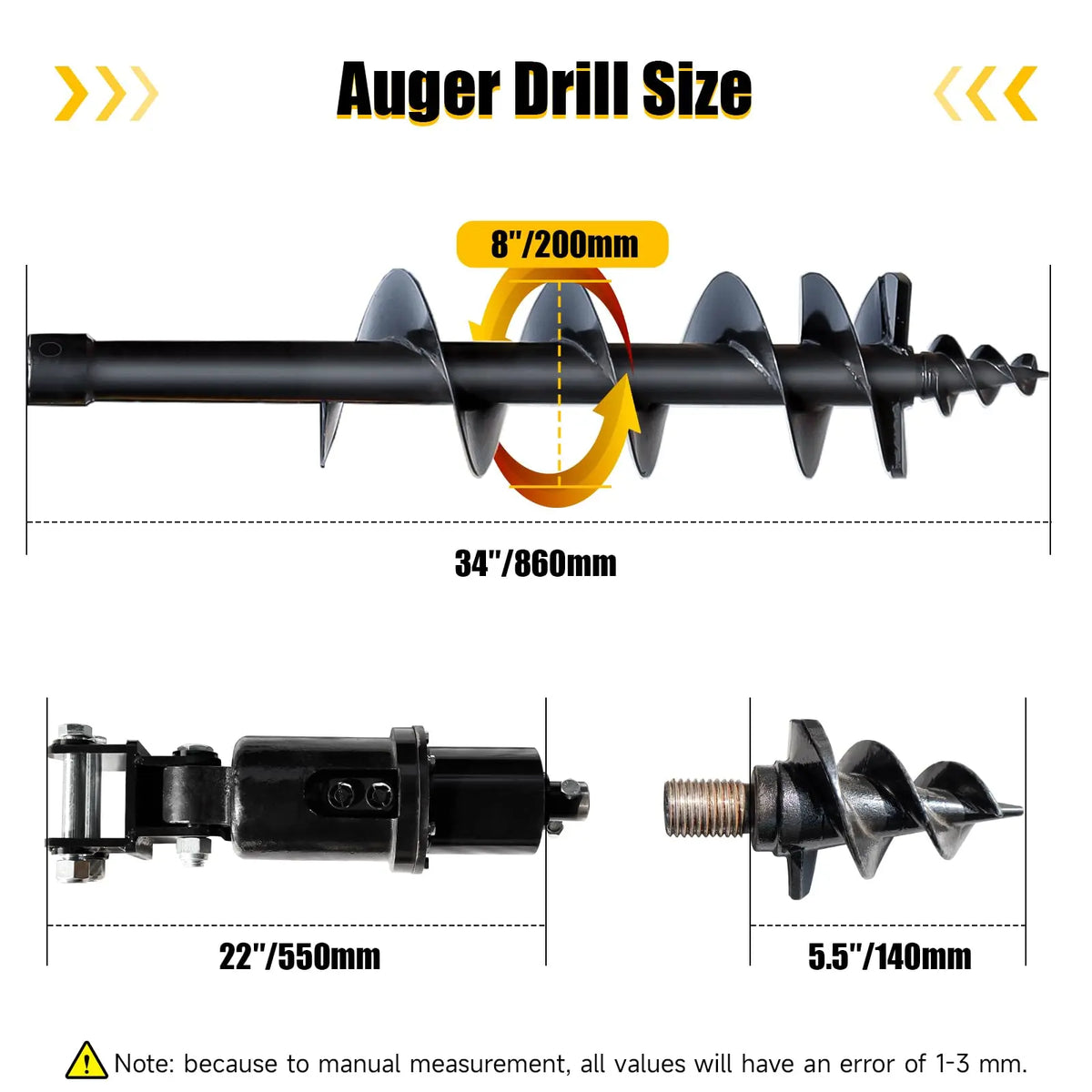 150mm/200mm Auger Drill for JCB NEX Kingway Berger Kruas and Other Chinese Mini Excavator Mini Excavators