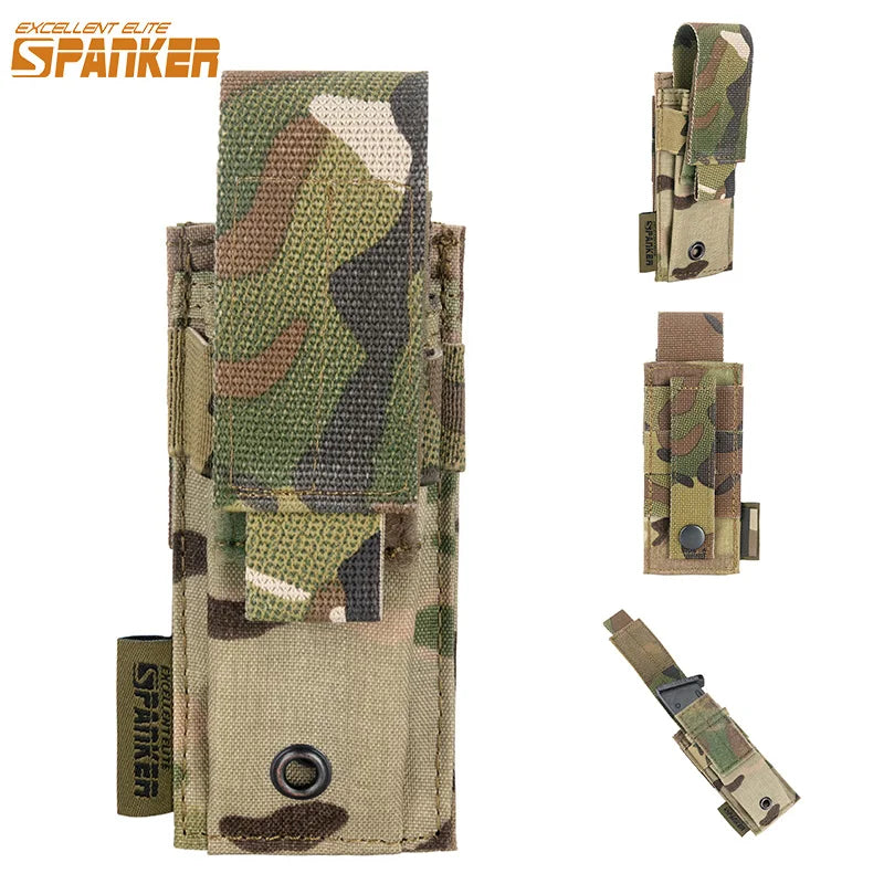Airsoft Molle Pistol Pouch Tactical Single Magazine Pouch Flashlight Pouches 9mm Mag Bag Holder Bag Universal  Hunting Accessor