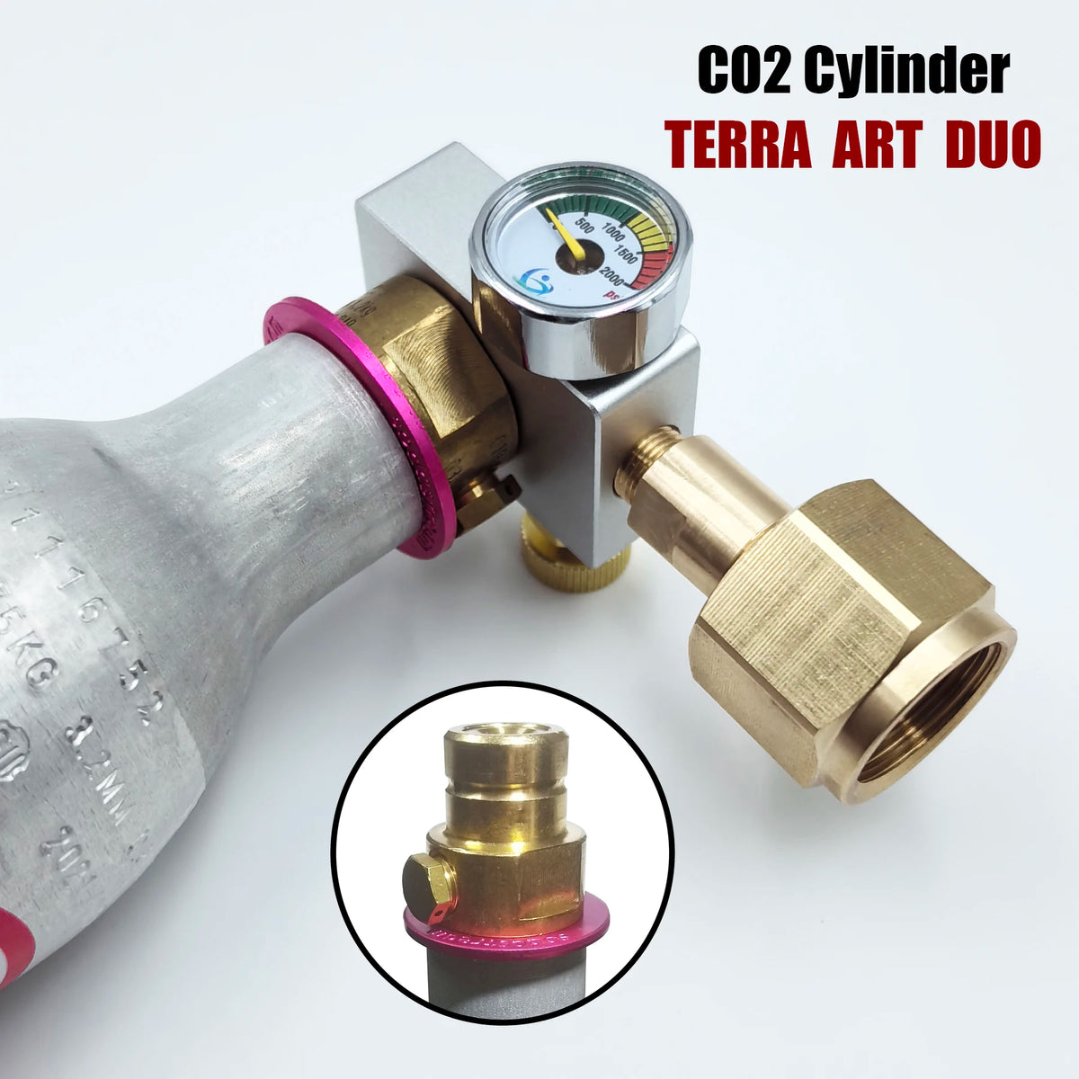 Pink CO2 Cylinder “Quick Connect” Refill Adapter for DUO Terra ART Gaia, Carbonator Carbon Dioxide Bottle Charging Fill Station