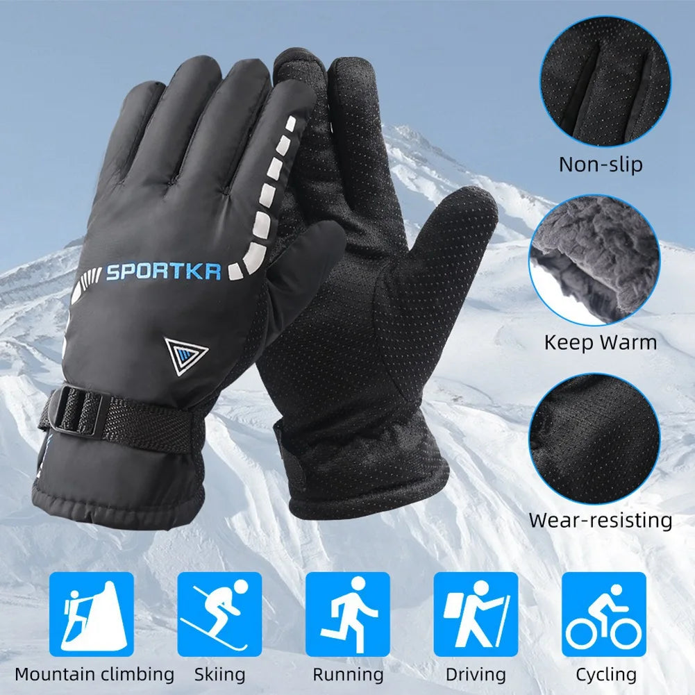 Waterproof Winter Warm Skiing Cycling Gloves Antislip Thickness Thermal Sports Camping Gloves for Men Women Traveling Gloves