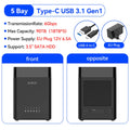 ORICO 5 Bay 3.5" SATA Hard Drive Enclosure HDD Docking Station USB 3.0 Type C External HD Case 90TB Storage Expansion 12V/6.5A