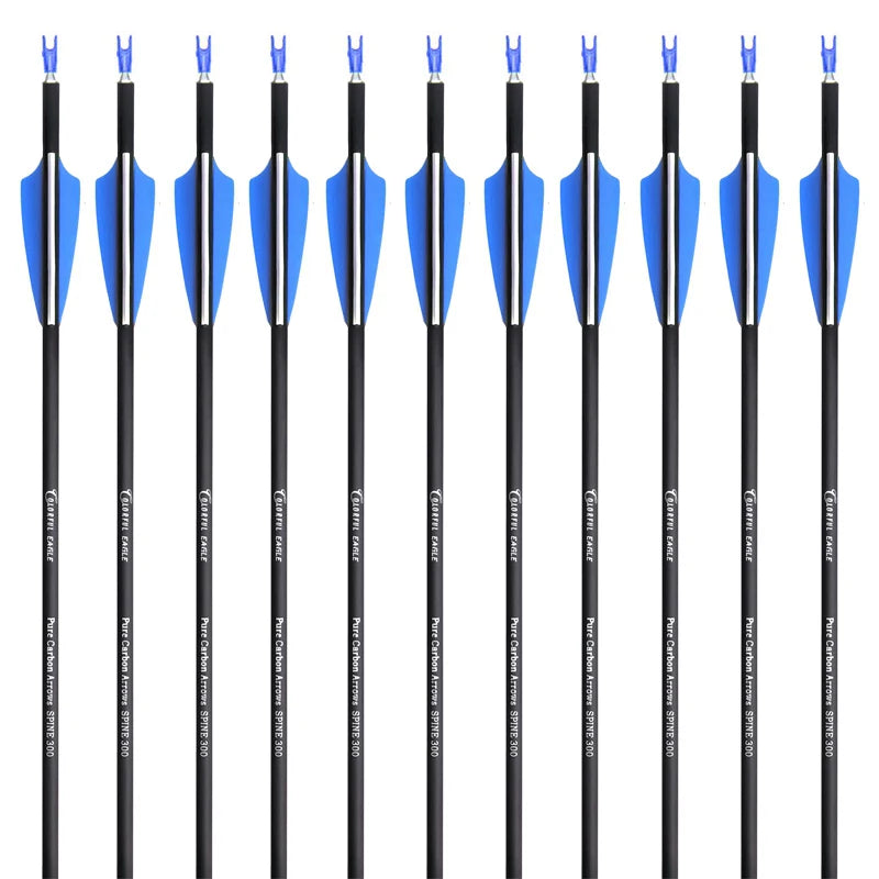 Archery Pure Carbon Arrow Spine 300 400 28/29/30 Inch ID6.2mm Compound Traditional Bow Accessories Outdoor Hunting