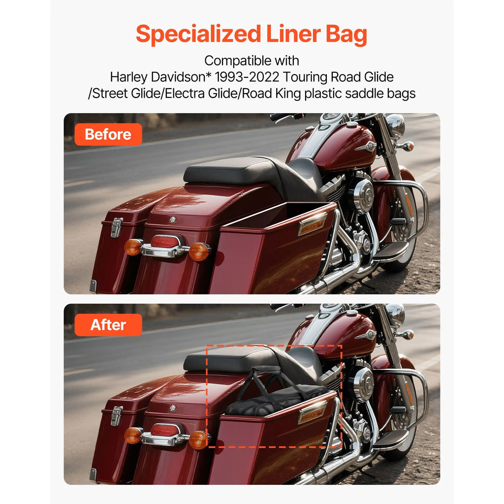 For Harley Davidson 1993-2022 Touring Motorcycle Saddlebag Liner 18L Insert Storage Travel Luggage Organizer Made of Leather