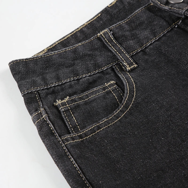 Weekeep Floral Embroidery Jeans Vintage 2000s Low Rise Flared Jeans Women Retro  Baggy Denim Pants High Street Basic Trousers