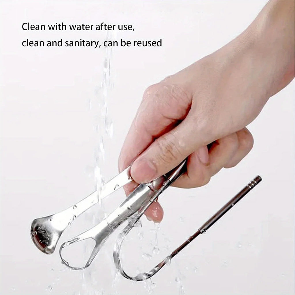 Adult Tongue Scraper Set Stainless Steel Spoon shaped tongue scraper, Reduces Bad Breath,Easy to Use,Oral Hygiene Tongue Cleaner