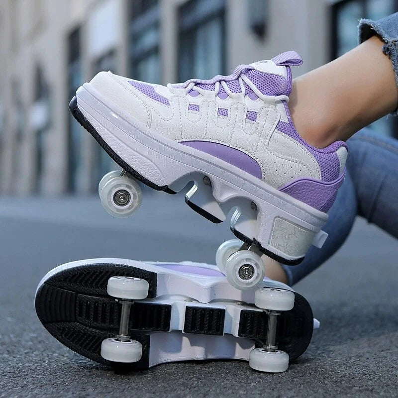 New Deformation Parkour Shoes 4 Roller Skating Shoes Kids Adults Unisex Sneakers Street Urban Fitness FSK Quad Skating Shoes