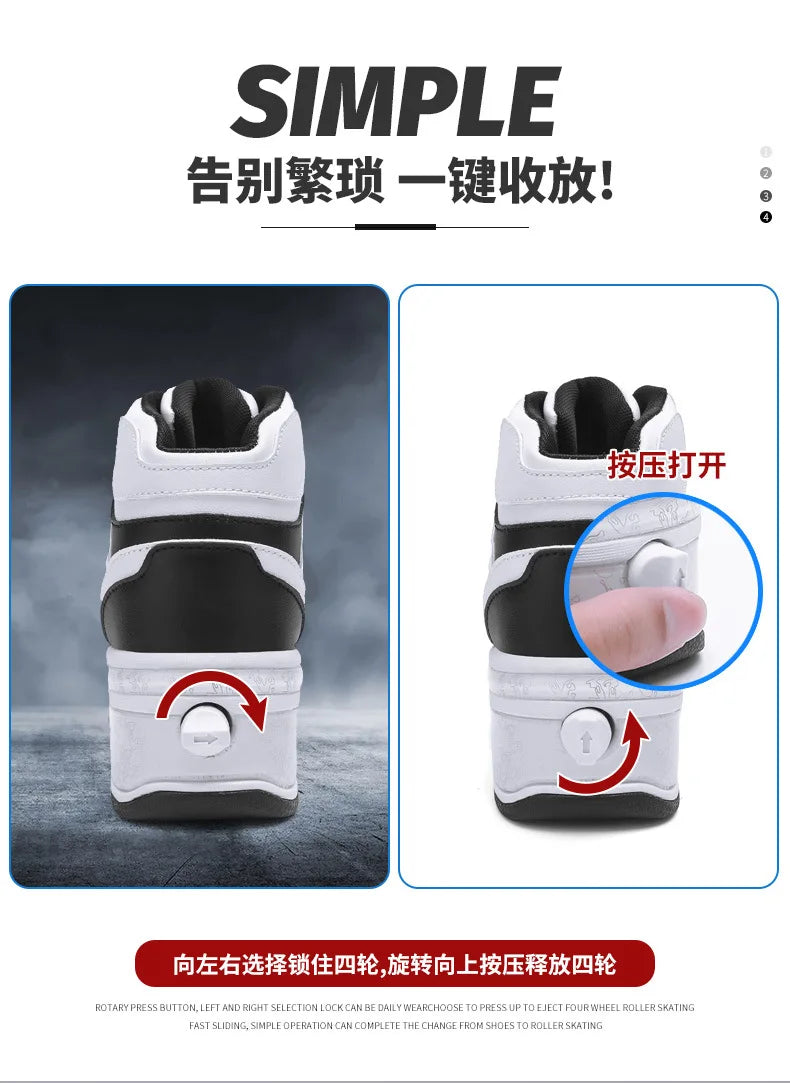 New Deformation Parkour Shoes 4 Roller Skating Shoes Kids Adults Unisex Sneakers Street Urban Fitness FSK Quad Skating Shoes