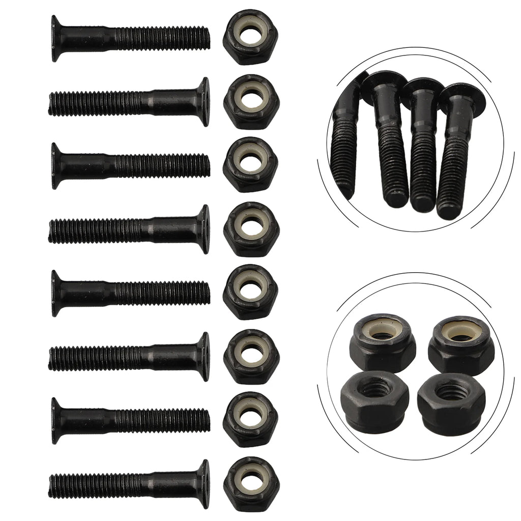 8set Skateboard Bridge Spike Replacement Screws Nuts Set For Skateboard Longboard Acce Bridge Frame Deck Screw M5x25mm/28mm/30mm