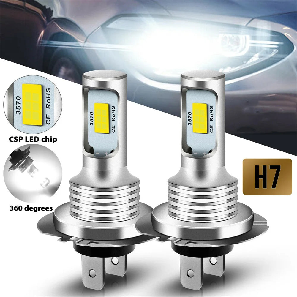 2Pcs H7 H4 LED Car Headlight H11 H8 H9 H1 H3 Car Fog Light Bulbs 9005 9006 Hb3 Hb4 Auto Driving Running Lamps 80W 12V 24V White
