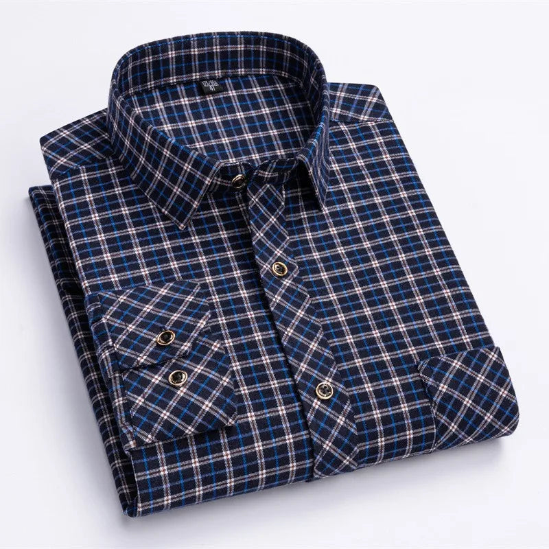 2024 New Fashion Men's Plaid Shirt Long Sleeve Cotton Regular Fit Men Casual Flannel Shirts Leisure Autumn Male Blouse Clothing