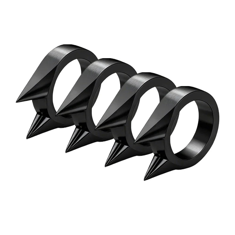 Cat Ear Shape Ring - Unisex Window Breaker Rings, Safety Spike Rings, Small Anti-Wolf Rings, Punk-Style Zinc Alloy Jewelry 3pcs