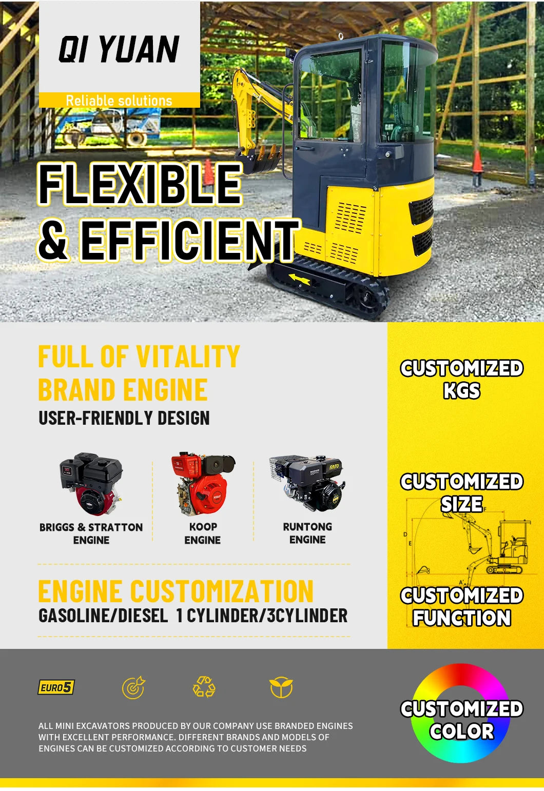 Multifunction 1.2 Tons Powerful Engine Customized Multifunction Can Use A Variety Of Accessories Mini Excavator Home Version