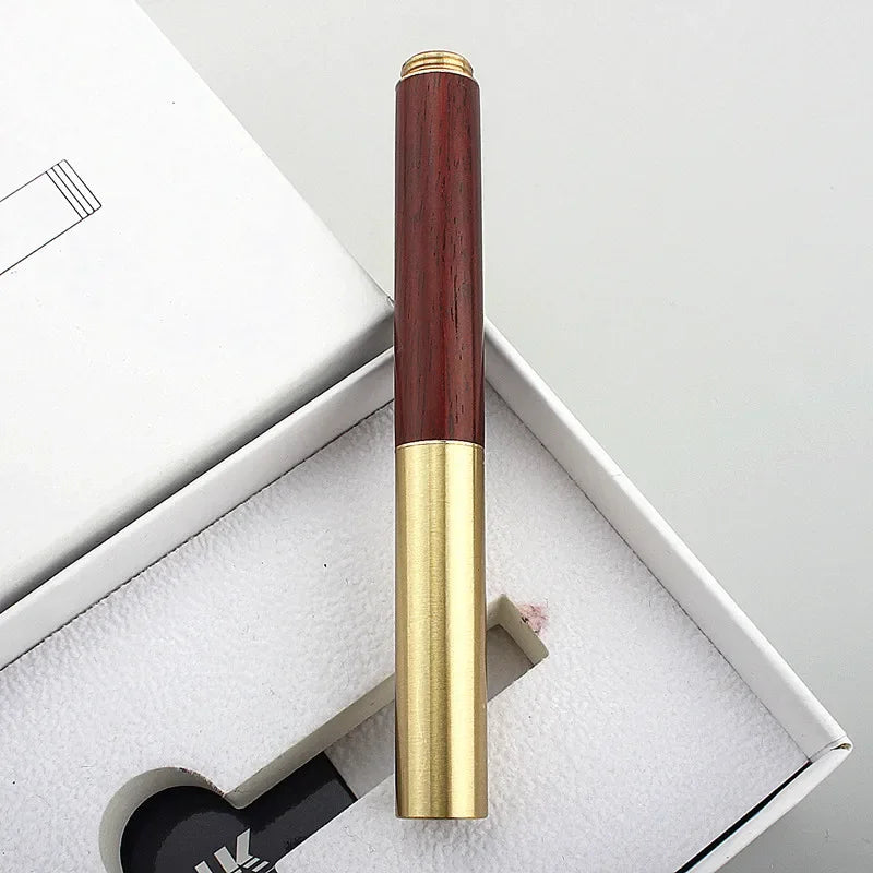 Exquisitely Designed Portable Pocket Vintage Mini Lipstick Pen Brass Solid Wood Materials Stationery Gifts Office Supplies