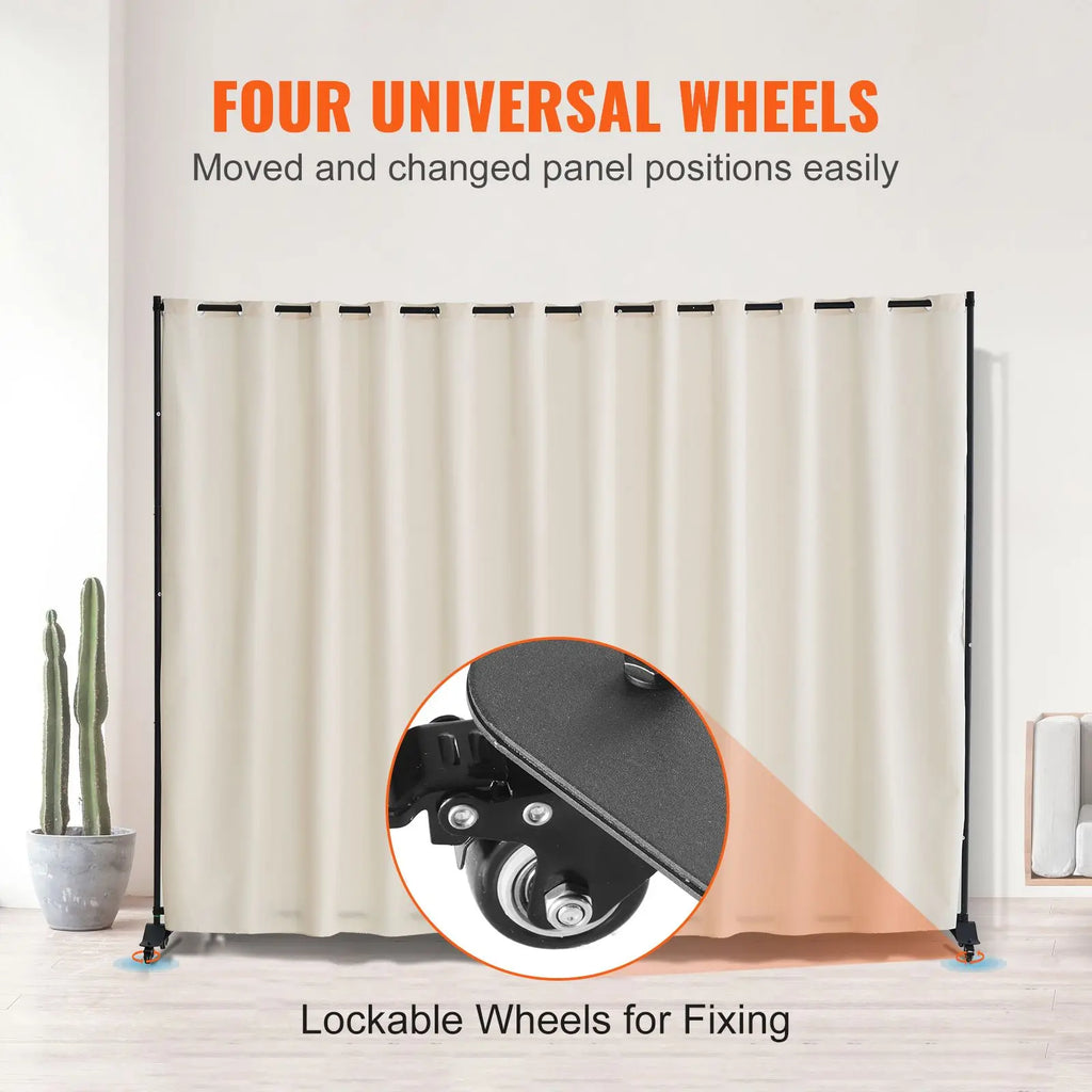 Portable Freestanding Room Divider with Wheels Privacy Screen Curtain Divider Stand for Office or Hospital Use