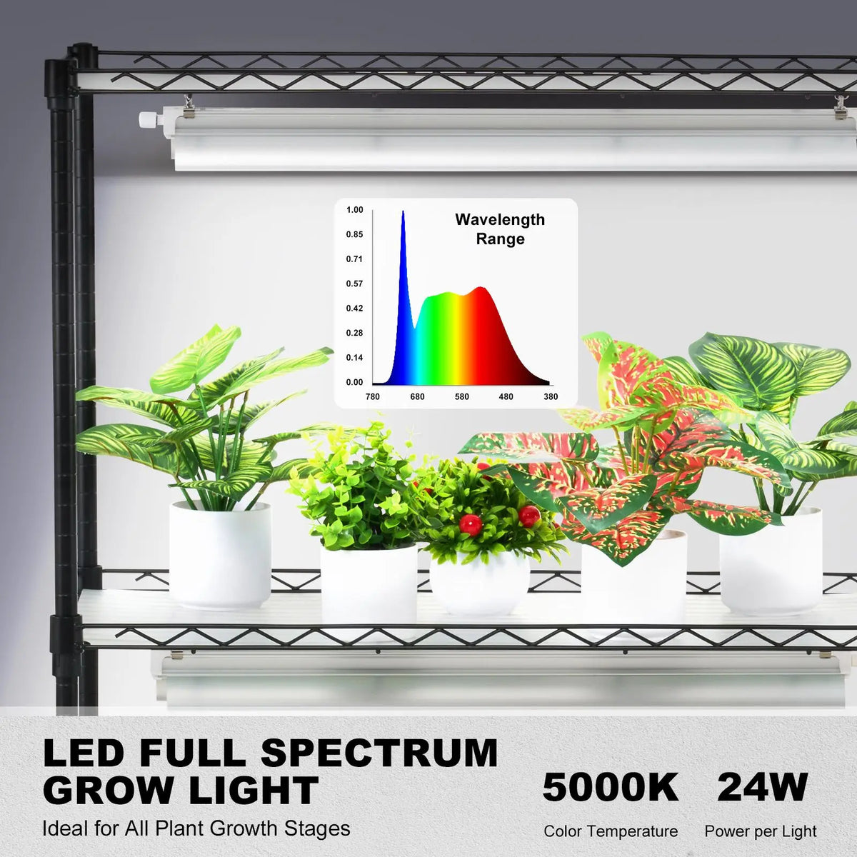 6 Tier Large Tall 192W 5000K Full Spectrum DIY Plant Stand Grow Light Indoor Grow Light Shelf 100% DIY Plant Stand Grow Light