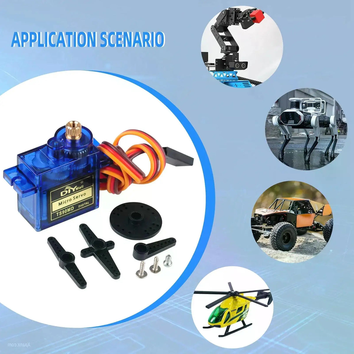 2kg.cm Micro Servo Motor Set Metal Gear 90/180/270 Degree Angle Controllable 4.8V-6V Simulation Steering Gear for RC Planes 9g