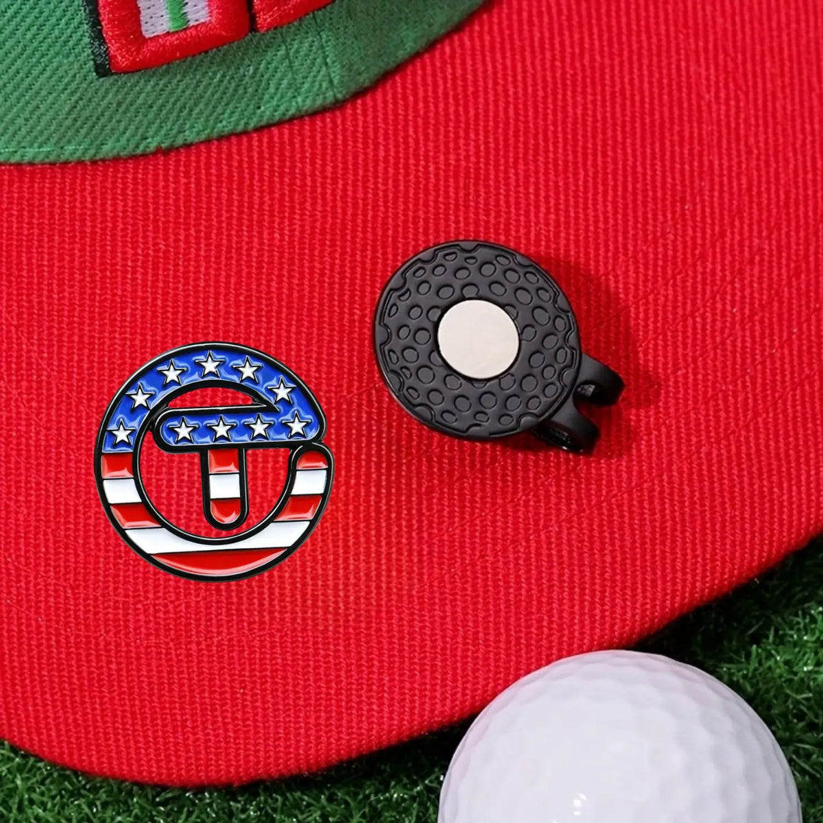 USA Themed Stars Stripes Golf Ball Marker with Magnetic Hat Clip Golf Accessories Gift for Golfers Premium Golf Gift for Men