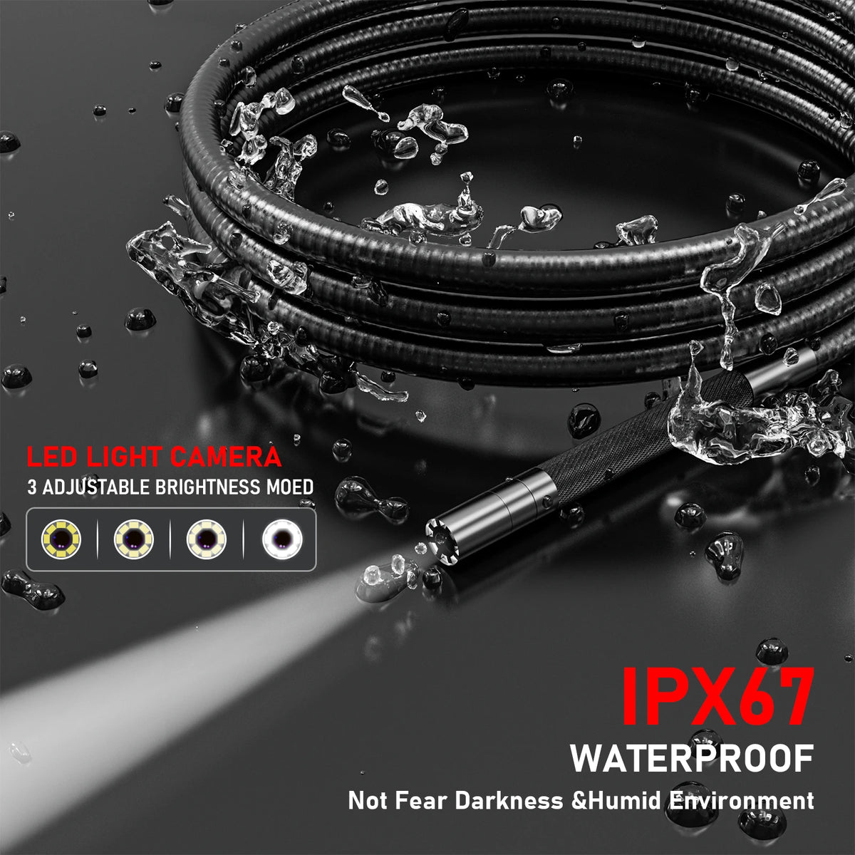 5Inch Borescope, Two-Way Rotary 360° Industrial 3.9mm Camera for Automotive Repair, Plumbing Inspection