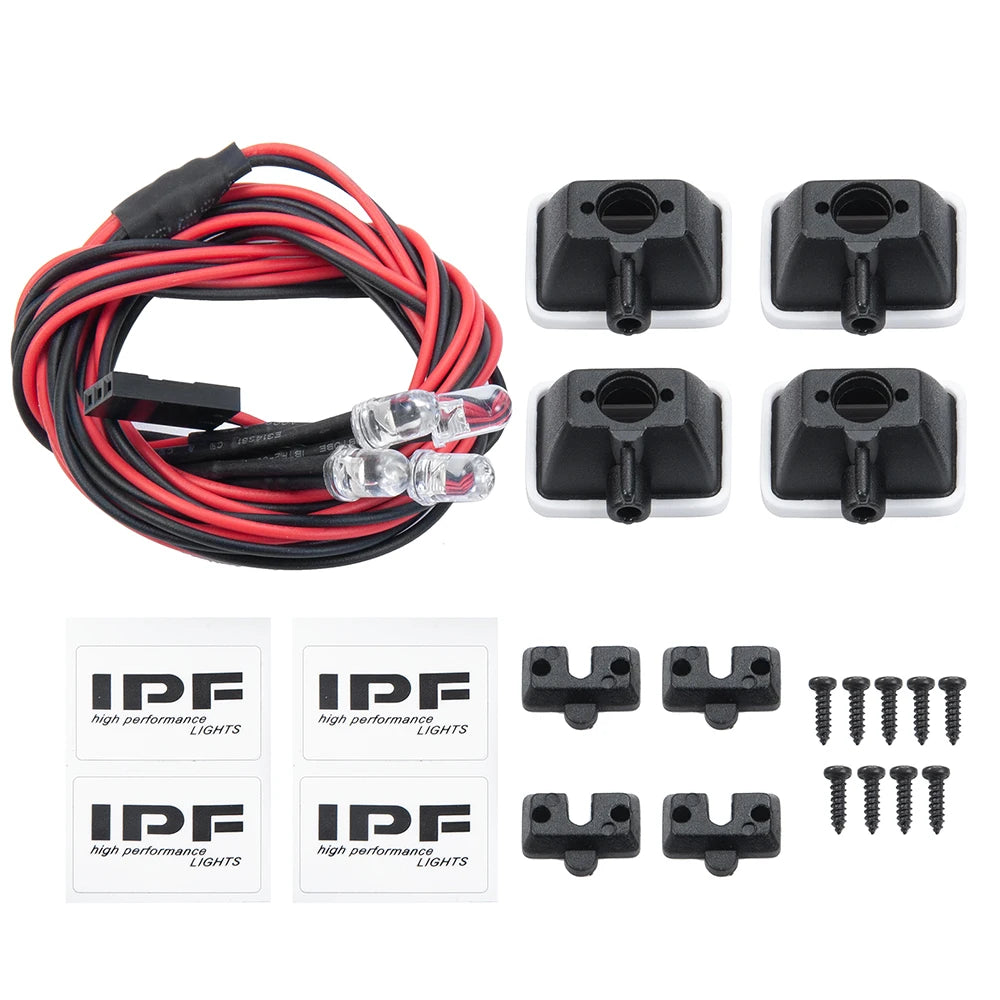 AXSPEED RC Car Roof Lights Round/Square 4LEDs Headlamp IPF Sticker for 1/10 Axial SCX10 TRX4 TRX6 TF2 Tamiya CC01 D90